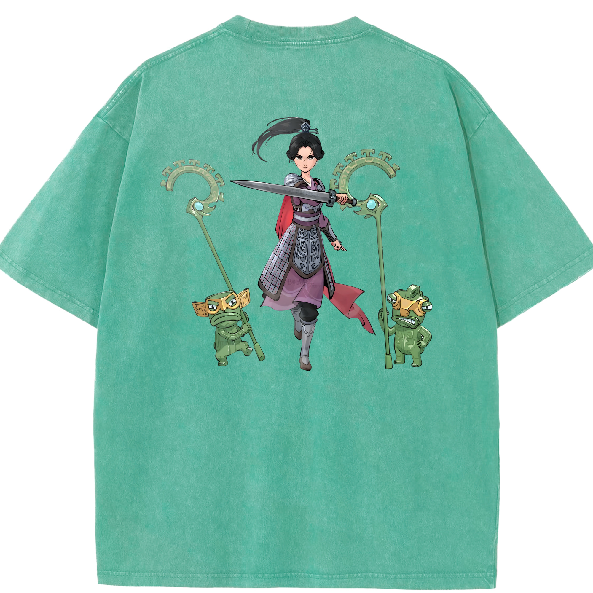 （画像用） Ne Zha 2 ナタ 魔童の大暴れ 綿100% ヴィンテージ風 半袖Tシャツ（背面プリント）